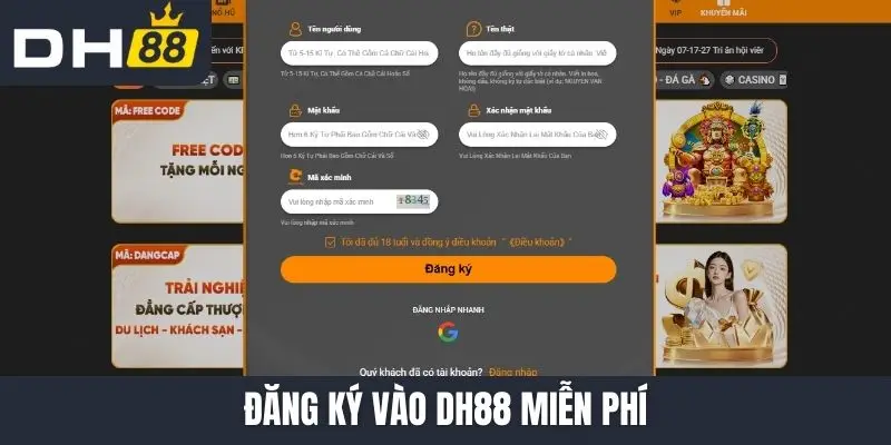 Đăng ký vào DH88 miễn phí